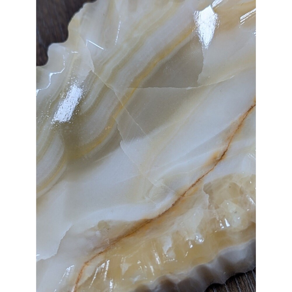 VTG Carved Natural Stone Ashtray Marble Onyx Calcite 1970s Cigarette Ridge Edges - Picture 7 of 9